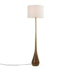 Globe Electric Novogratz x Globe Harrington 65" Floor Lamp, 2-Tone Faux Wood Base, White Fabric Shade, Socket Rotary Switch 67225