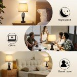 USB Bedside Lamp, 3-Way Dimmable Touch Table Lamp with USB C+A Charging Ports Industrial Table Lamp Black Metal Base Farmhouse Reading Lamp for Bedroom, Living Room, Office or Study LED Bulb Included