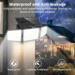 daphino 2500LM Solar Lights Outdoor with Motion Sensor,3 Head 270° Wide Angle Street Area Lights,IP65 Waterproof Security Lighting with 3 Modes(Non-Remote,2 Pcs)