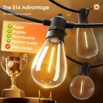 addlon 100FT LED Outdoor String Lights with Edison Shatterproof Bulbs, Heavy-Duty and Weatherproof Strand, Commercial Grade Patio Lights, Decorative for Garden or Patio, Black