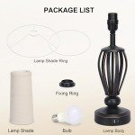 USB Bedside Lamp, 3-Way Dimmable Touch Table Lamp with USB C+A Charging Ports Industrial Table Lamp Black Metal Base Farmhouse Reading Lamp for Bedroom, Living Room, Office or Study LED Bulb Included
