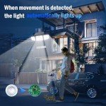 daphino 2500LM Solar Lights Outdoor with Motion Sensor,3 Head 270° Wide Angle Street Area Lights,IP65 Waterproof Security Lighting with 3 Modes(Non-Remote,2 Pcs)