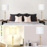 Lamp Modern Set of 2: 22" to 30" Height Adjustable Pull Chain Switch for Living Room Bedroom End Table, Marble Base White Linen Shade Golden Pole Nightstand Lamp Brass for Office, Bedside Table