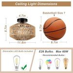 Jobtical Boho Light Fixtures Ceiling Mount,Mini Rattan Chandelier Light Fixture with Dimmable LED Bulb,Hand Woven Ceiling Light Fixtures Flush Mount for Hallway Bedroom Kitchen Entryway Living Room