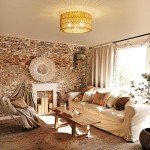 Rattan Ceiling Light Fixture, 3 Light Bohemian Modern Woven Ceiling Light, Boho Flush Mount Ceiling Light for Bedroom Living Room Dining Room, Bulb NOT Included