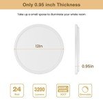 Super Slim 3200LM 12Inch LED Ceiling Lights Flush Mount, Dimmable 3000K 4500K 6000K CCT, Low Profile Surface Mount Light Fixtures, 24W Thin Flat LED Panel Lights for Bedroom Bathroom Kitchen, 2 Packs