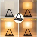 Briever Touch Control Table Lamp, 3-Way Dimmable Desk Lamp with USB C & USB A and AC Outlet, Bedside Lamps with Phone Stands for Bedroom, Living Room, Office, LED Bulb Included, Black