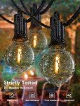 Outdoor String Lights 60 Feet G40 Globe Patio Lights with 32 Edison Shatterproof Bulbs(2 Spare), Waterproof Connectable Hanging Christmas Light for Backyard Porch Balcony Party Xmas Decor