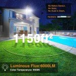 Onforu 60W Flood Lights Outdoor, 6000LM Brightness Security Lights Switch Controlled, 3 Adjustable Heads, IP65 Waterproof, 6500K Wall Mount Exterior LED Flood Light