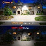 Onforu 60W Flood Lights Outdoor, 6000LM Brightness Security Lights Switch Controlled, 3 Adjustable Heads, IP65 Waterproof, 6500K Wall Mount Exterior LED Flood Light