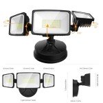 Onforu 60W Flood Lights Outdoor, 6000LM Brightness Security Lights Switch Controlled, 3 Adjustable Heads, IP65 Waterproof, 6500K Wall Mount Exterior LED Flood Light