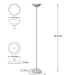 Brightech SkyLite LED Floor lamp, Torchiere Super Bright Floor Lamp for Living Rooms & Offices - 3 Way Dimmable Tall Lamp, High Lumen Standing Pole Lamp for Bedroom Reading - White