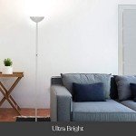 Brightech SkyLite LED Floor lamp, Torchiere Super Bright Floor Lamp for Living Rooms & Offices - 3 Way Dimmable Tall Lamp, High Lumen Standing Pole Lamp for Bedroom Reading - White