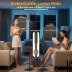 PACOVY Floor Lamp, Adjustable Height Floor Lamps for Living Room Bedroom, 120 LED Super Bright Standing Lamp Remote & Touch Control Dimmable Gooseneck Tall Stand Reading Lamp for Office Craft, Black