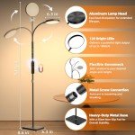 PACOVY Floor Lamp, Adjustable Height Floor Lamps for Living Room Bedroom, 120 LED Super Bright Standing Lamp Remote & Touch Control Dimmable Gooseneck Tall Stand Reading Lamp for Office Craft, Black