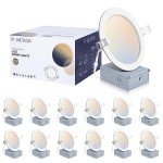 POWERASIA 12 Pack 6 Inch Ultra-Thin LED Recessed Ceiling Light with Junction Box, 5CCT Dimmable 2700K/3000K/4000K/5000K/6000K,15W 1200lm Can Killer Downlight-ETL and Energy Star Certified