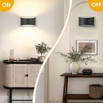 FOLKSMATE Modern LED Wall Sconces, 3000K Warm White Hardwired Wall Lights Set of 2, 10W Up and Down Wall Mount Light, Matte Black Indoor Sconces Wall Lighting