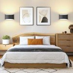 FOLKSMATE Modern LED Wall Sconces, 3000K Warm White Hardwired Wall Lights Set of 2, 10W Up and Down Wall Mount Light, Matte Black Indoor Sconces Wall Lighting