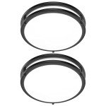 12 Inch Flush Mount Ceiling Lights, 36W 3200LM Black Dimmable Light Fixtures Ceiling Mount, 3000K-5000K Selectable Modern Kitchen Light Fixtures for Stairwell, Balcony, Corridor, Laundry (2-Pack)