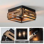MAYNA Farmhouse Ceiling Light, 2-Light Rustic Flush Mount Ceiling Light with Metal and Wood, Farmhouse Hallway Light Fixtures for Kitchen Entryway Bedroom Dining Room