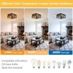 MAYNA Farmhouse Ceiling Light, 2-Light Rustic Flush Mount Ceiling Light with Metal and Wood, Farmhouse Hallway Light Fixtures for Kitchen Entryway Bedroom Dining Room
