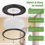 12 Inch Flush Mount Ceiling Lights, 36W 3200LM Black Dimmable Light Fixtures Ceiling Mount, 3000K-5000K Selectable Modern Kitchen Light Fixtures for Stairwell, Balcony, Corridor, Laundry (2-Pack)