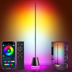 Keepsmile Smart RGB LED Corner Floor Lamp,172 LEDs Bright Standing Lamps for Living Room with APP and Remote,Modern Floor Lamp with Music Sync and 16 Million Colors, Ambient Lighting for Bedroom
