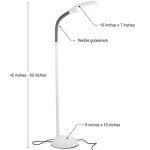 Brightech Litespan - Bright LED Floor Reading Lamp for Over Chair Crafts and Reading, Estheticians' Light for Lash Extensions, Adjustable Standing Lamp for Living Room, Bedroom, Office - White