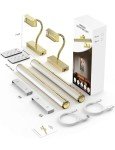 Picture Light Battery Operated, 13in Wireless Art Light for Paintings, Dimmable 5000mAh Recharging Battery Picture Light with Remote Control for Wall, Gallery Dartboard Art Bedroom (Gold-2Pack)