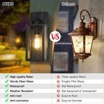 Outdoor Wall Light Fixtures, Exterior Waterproof Lanterns, Porch Sconces Wall Mounted Lighting with E26 Sockets & Glass Shades, Modern Matte Black Wall Lamps for Patio Front Door Entryway, 2-Pack