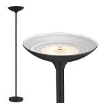BoostArea Torchiere Floor Lamp, 30W Super Bright LED Standing Lamp, Stepless Dimmable Pole Lamp with 3000K Lighting, Rotary Switch, 70 Inch Tall Metal Modern Floor Lamps for Living Room/Bedroom Black