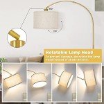 Gold Arc Floor Lamp, Dimmable Floor Lamp for Living Room, Mordern Standing Light with Adjustable Lamp Head, Tall Pole Lamp Over Couch Arched Light for Reading, Bedroom, Office, 9W LED Bulb Included