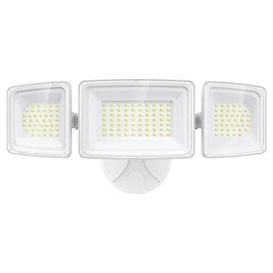 Onforu 100W LED Security Light, 9000LM Outdoor Indoor Flood Lights with 3 Adjustable Heads, IP65 Waterproof LED Exterior Floodlight, 6500K White Wall Mount Security Light for Yard, Garage(White)