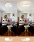 VICNIE 2-Light Flush Mount Ceiling Light, 12 inch Modern Ceiling Light Fixture with White Metal and Frosted Glass Shade for Hallway, Kitchen, Bedroom