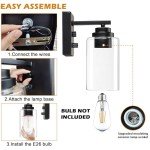 Pia Ricco Wall Sconces Set of Two, Bedside Wall Lamps with Rotary Switch for Bedroom, Modern Bathroom Light Fixtures with Clear Glass Shade, Black Sconces Wall Lights for Living Room, Hallway, Kitchen