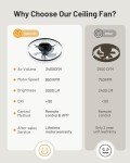 CubiCubi Ceiling Fans with Lights and Remote, 20 Inch Crystal Style Flush Mount Low Profile LED Fan Light with APP, Ultra Quiet Modern Fandelier with 3CCT and 6 Wind Speeds, for Bedroom, Home Office