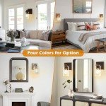 Pia Ricco Wall Sconces Set of Two, Bedside Wall Lamps with Rotary Switch for Bedroom, Modern Bathroom Light Fixtures with Clear Glass Shade, Black Sconces Wall Lights for Living Room, Hallway, Kitchen