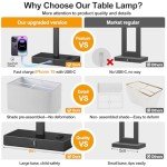 21" Set of 2 Touch Control Table Lamps with 2 USB & AC Outlets, 3-Way Dimmable Modern Nightstand Lamps for Bedroom Living Room Office Reading, Gray Shade Bedside Lamps, 5000K LED Bulbs Included