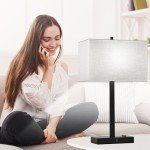 21" Set of 2 Touch Control Table Lamps with 2 USB & AC Outlets, 3-Way Dimmable Modern Nightstand Lamps for Bedroom Living Room Office Reading, Gray Shade Bedside Lamps, 5000K LED Bulbs Included