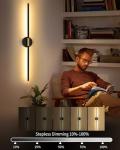 Battery Operated Wall Sconce Set of 2, 10000mAh Wireless Rechargeable Wall Lights with Remote, 24 Inch Dimmable 3000K-6000K LED Wall Lamps with Timer for Living Room, Bedroom, Black Gold, 350° Rotate