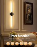 Battery Operated Wall Sconce Set of 2, 10000mAh Wireless Rechargeable Wall Lights with Remote, 24 Inch Dimmable 3000K-6000K LED Wall Lamps with Timer for Living Room, Bedroom, Black Gold, 350° Rotate