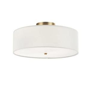 GLOBE Electric 60998 2-Light Flush Mount Ceiling Light, Matte Brass, White Linen Shade, E26 Base, Minimalist Lighting for Kitchen Island, Bathroom, Bedroom, or Dining Room, Home Decor