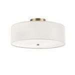 GLOBE Electric 60998 2-Light Flush Mount Ceiling Light, Matte Brass, White Linen Shade, E26 Base, Minimalist Lighting for Kitchen Island, Bathroom, Bedroom, or Dining Room, Home Decor