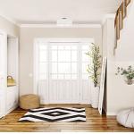 GLOBE Electric 60998 2-Light Flush Mount Ceiling Light, Matte Brass, White Linen Shade, E26 Base, Minimalist Lighting for Kitchen Island, Bathroom, Bedroom, or Dining Room, Home Decor