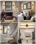 Battery Operated Wall Sconce Set of 2, 10000mAh Wireless Rechargeable Wall Lights with Remote, 24 Inch Dimmable 3000K-6000K LED Wall Lamps with Timer for Living Room, Bedroom, Black Gold, 350° Rotate