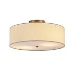 GLOBE Electric 60998 2-Light Flush Mount Ceiling Light, Matte Brass, White Linen Shade, E26 Base, Minimalist Lighting for Kitchen Island, Bathroom, Bedroom, or Dining Room, Home Decor