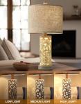 OYEARS 3-Way Dimmable 22'' USB A+C Touch Control Table Lamp with Nightlight for Living Room Bedroom Farmhouse Bedside Nightstand Lamps (Bulb Included)