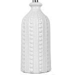 JUNNAI White Ceramic Table Lamp 24.5": 3-Way Dimmable Bedside Lamp with White Drum Slub Shade, Modern Nightstand Lamp for Bedroom & Living Room (Bulb Included)
