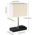 Briever Upgraded 3 USB Table Lamp with 2 USB A & C Charging Ports, Bedside Desk Lamp with 2 AC Outlets and Wooden Phone Stand Organizer, Ideal Nightstand Lamp for Bedroom, Guest Room, Office