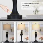 luxeflow 30" Black Table Lamps Set of 2, Touch Control Tall Living Room Lamp with USB A+C Ports and AC Outlet, 3-Way Dimmable Bedside Lamps for Nightstand, Modern Metal Bedroom Lamp, 2 Bulbs Included